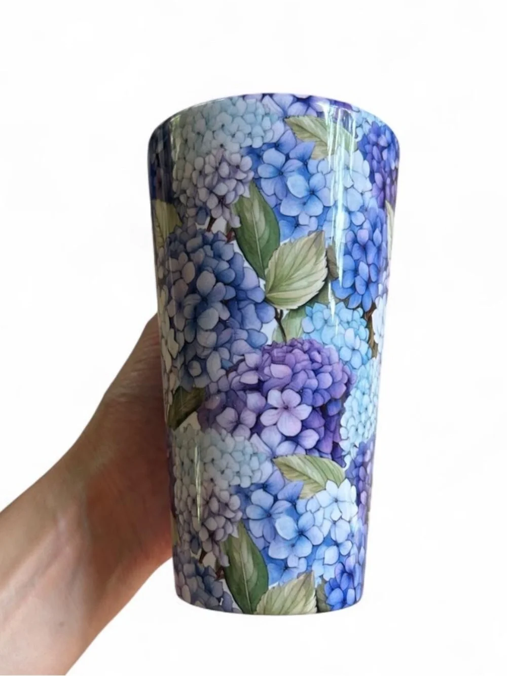 Blue Hydrangea Ceramic Travel Mug by